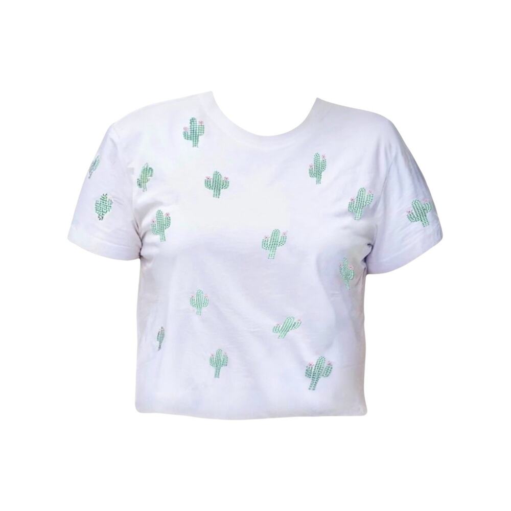 Wildfox Cropped Cactus Jewel Printed Tee - Medium, NWOT